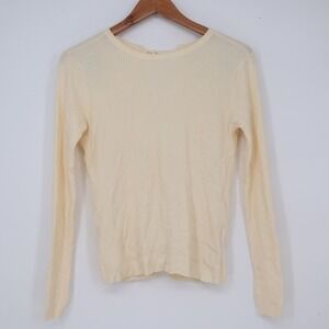 Threadbare Top Womens 8 Open Back Ribbed Knit Cream Long Sleeve Excellent